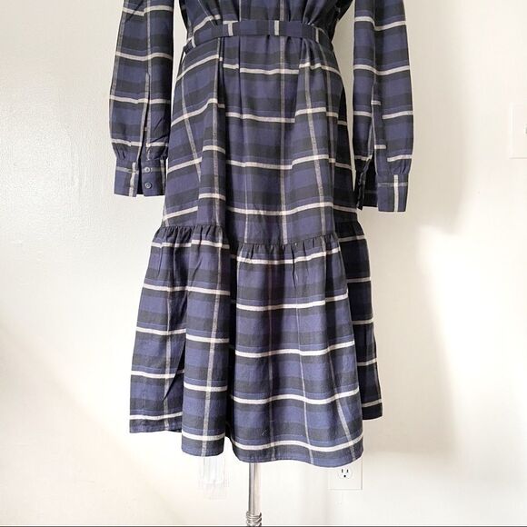 Free People X Closed Blue Flannel Johenna Midi Dress NWT 100% Cotton - Picture 5 of 10